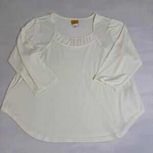 RUBY RD. 3/4 Sleeve Top, Shirt, Blouse,‎ Plus Size 1X Cream